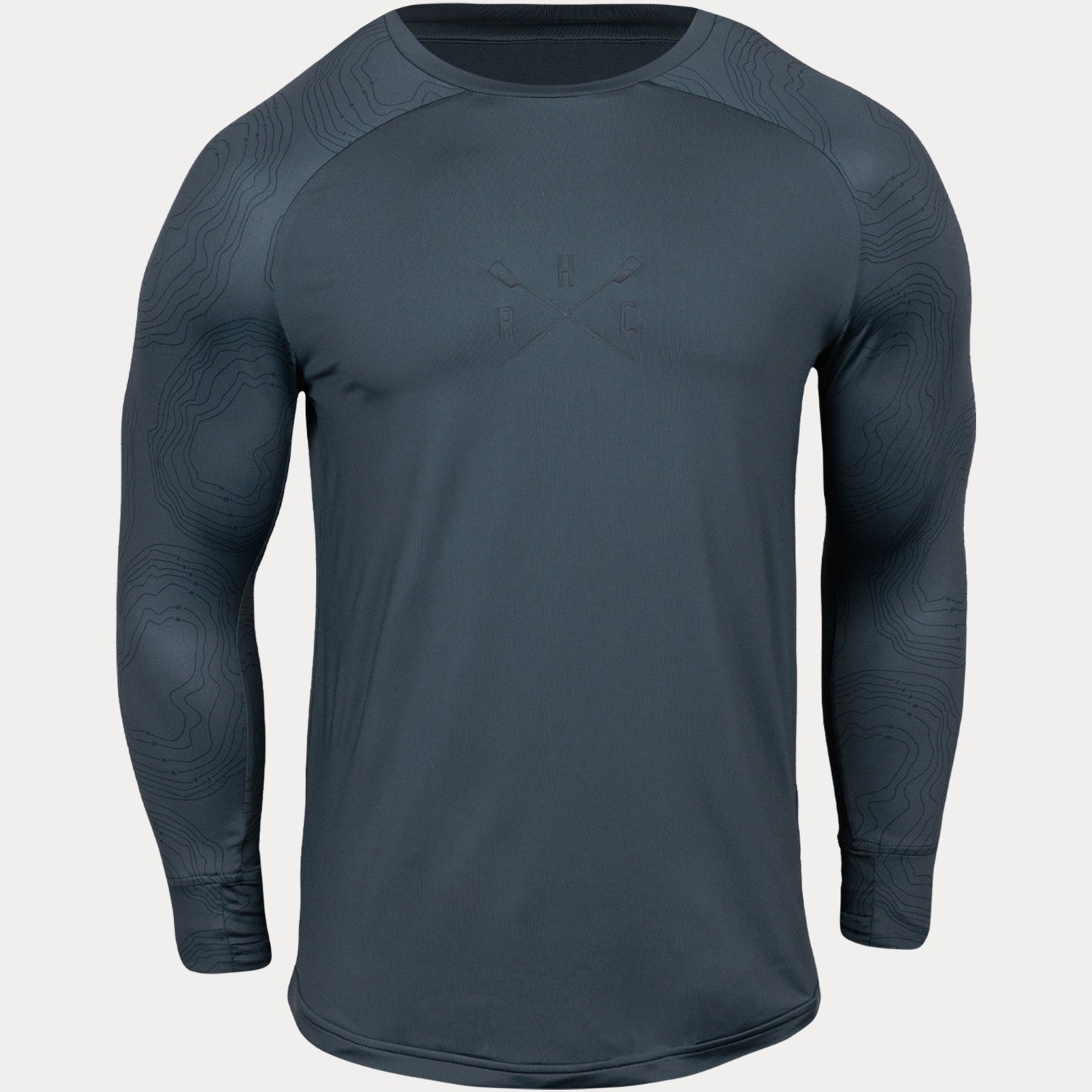 Long sleeve compression shirt with hydrow crossed oars logo on center chest
