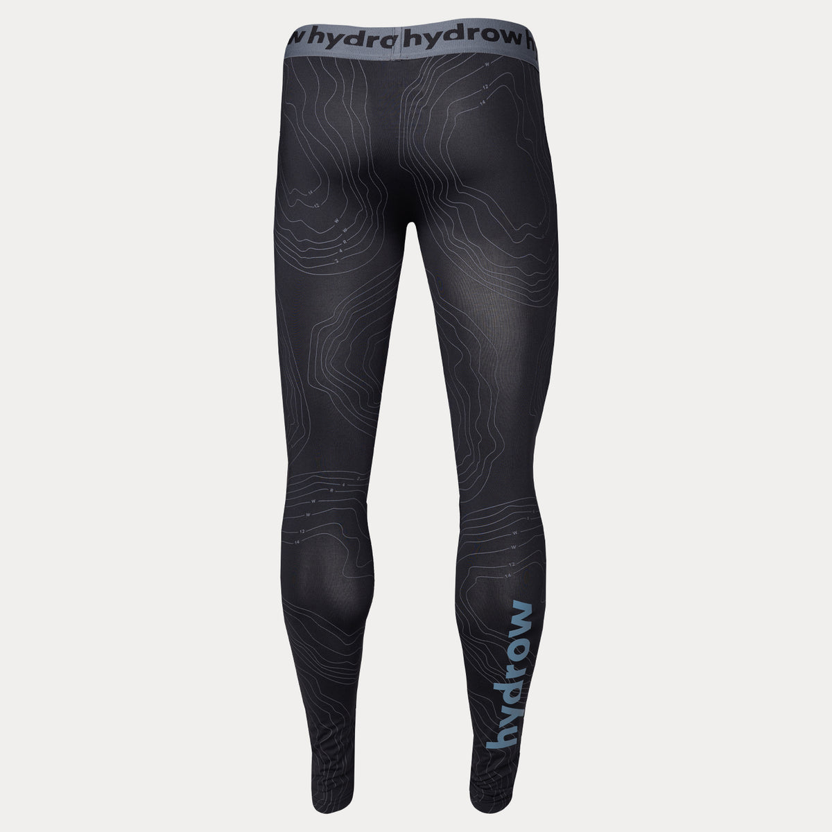 rear view of active compression tights with bathymetric lines pattern