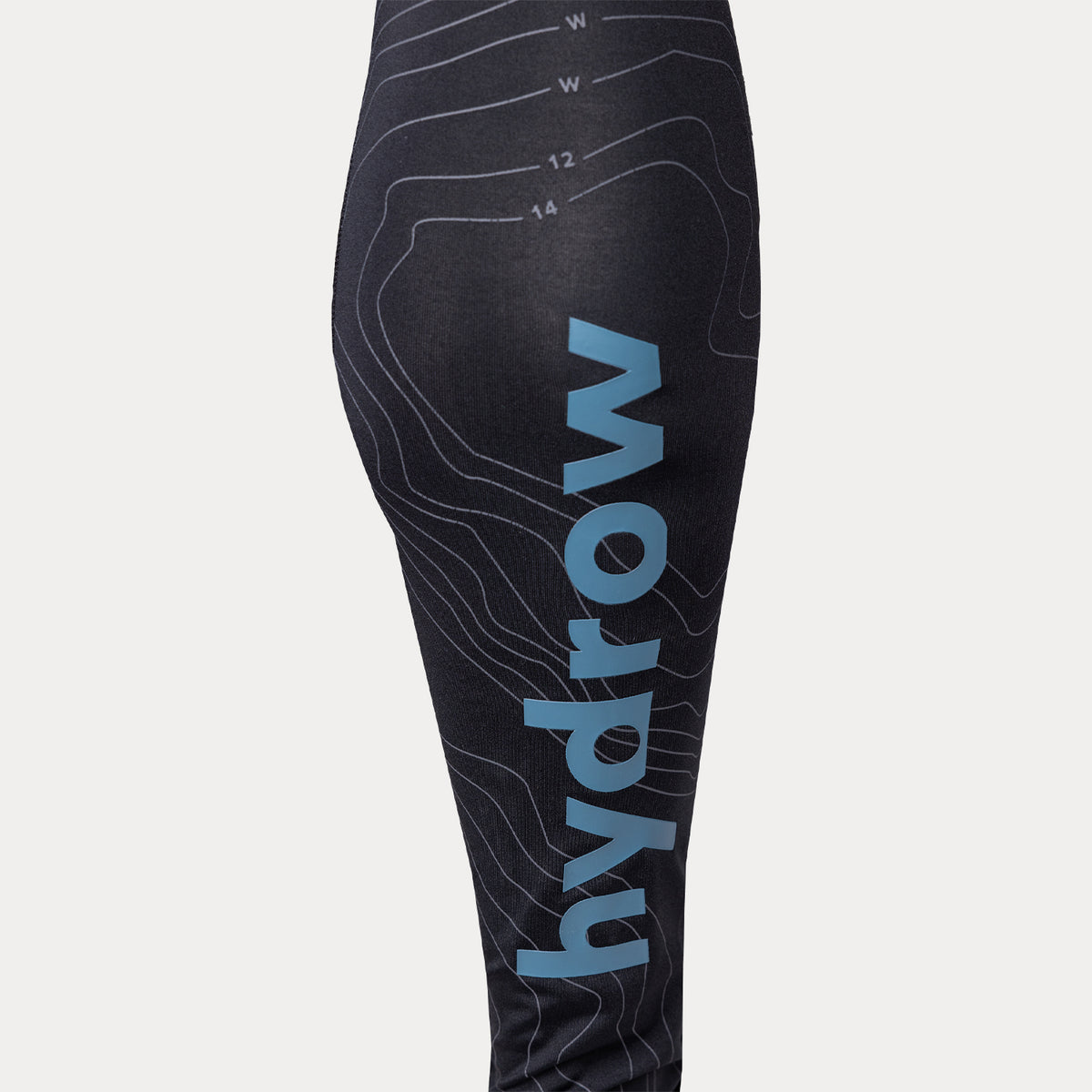 right rear calf of active compression tights showing &quot;hydrow&quot; logo