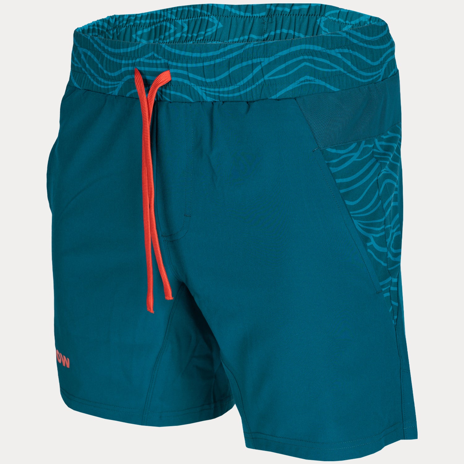 front view of hydrow wave 3 pocket  7" shorts in dark blue