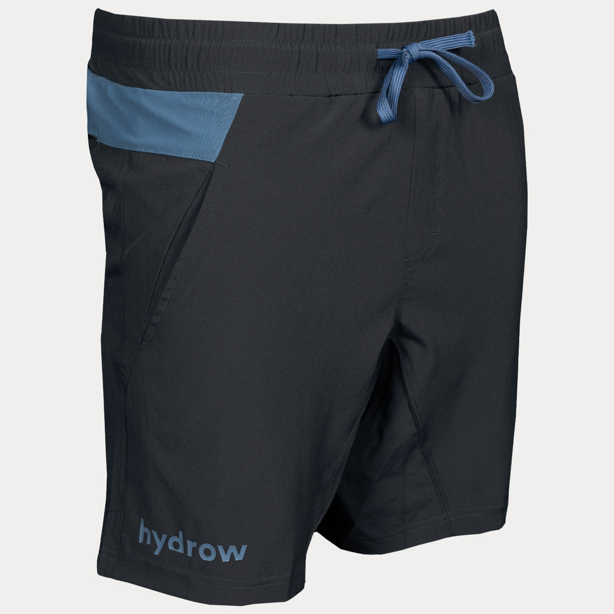 Charcoal Compression-lined 3-pocket 7&quot; short with &quot;hydrow&quot; text on right leg
