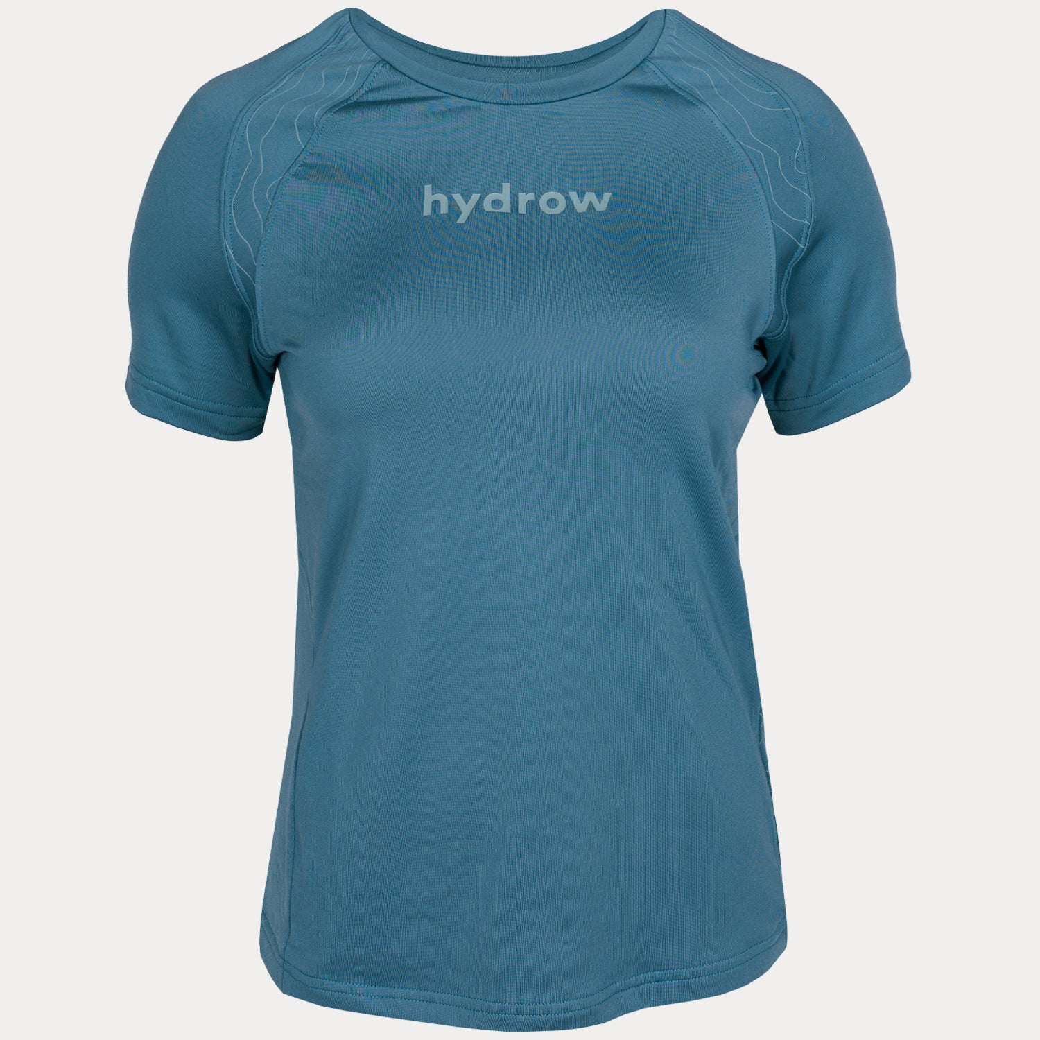 moisture wicking compression tee in gray with hydrow logo on chest