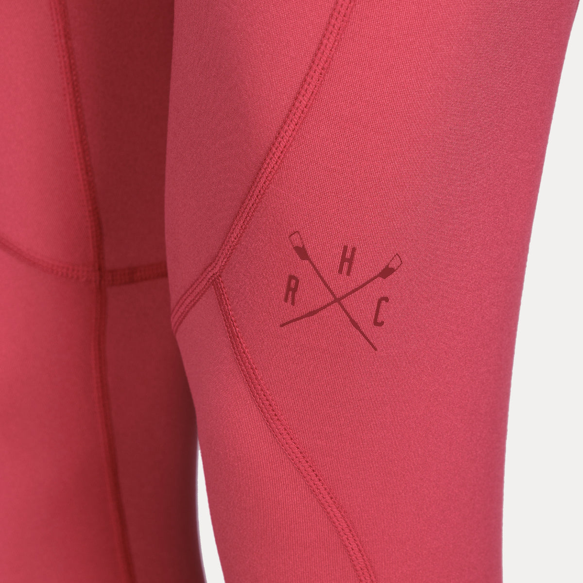detail photo of rhc crossed oar logo above left knee.