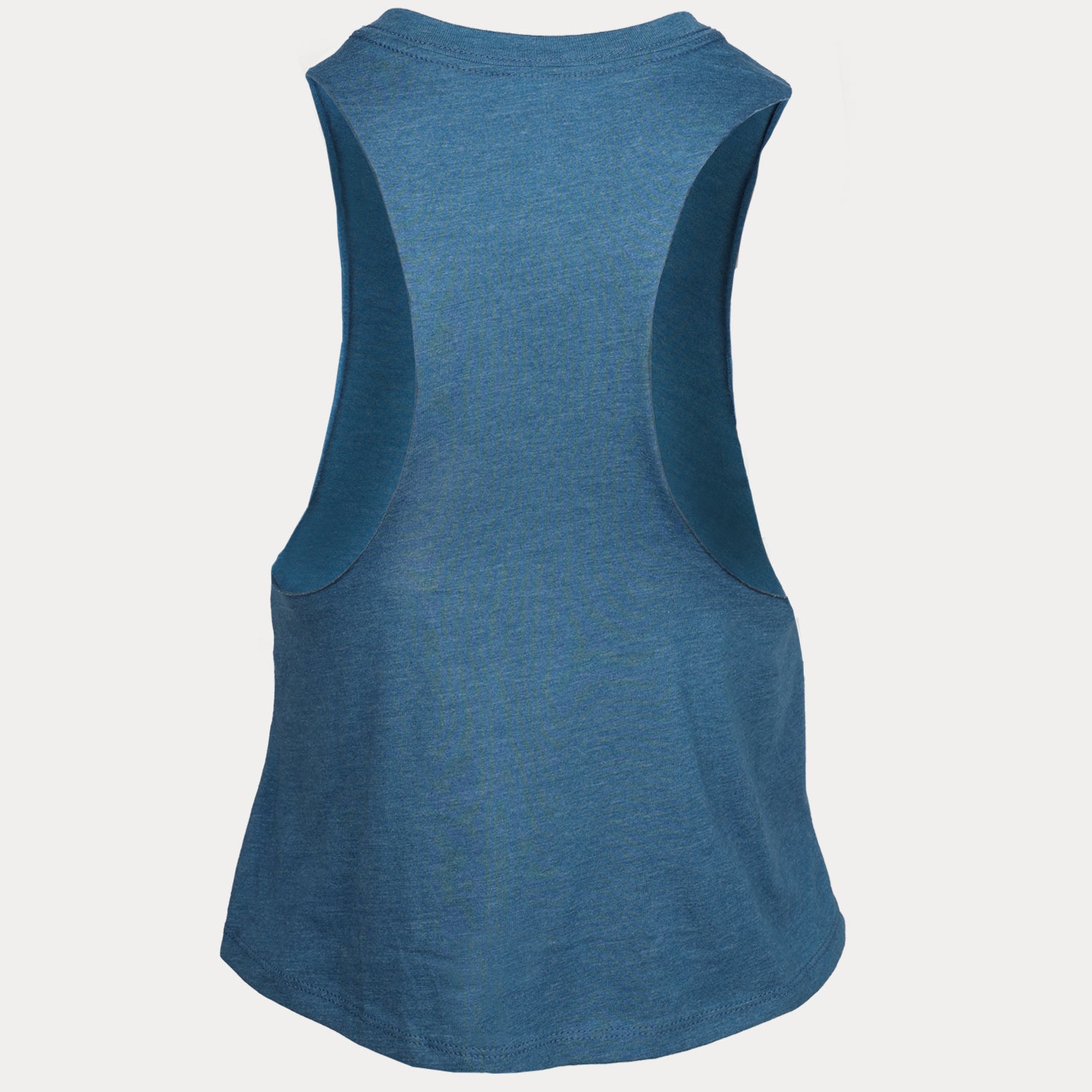 Deep Heather Teal racerback cropped tank with white linear hydrow logo on chest