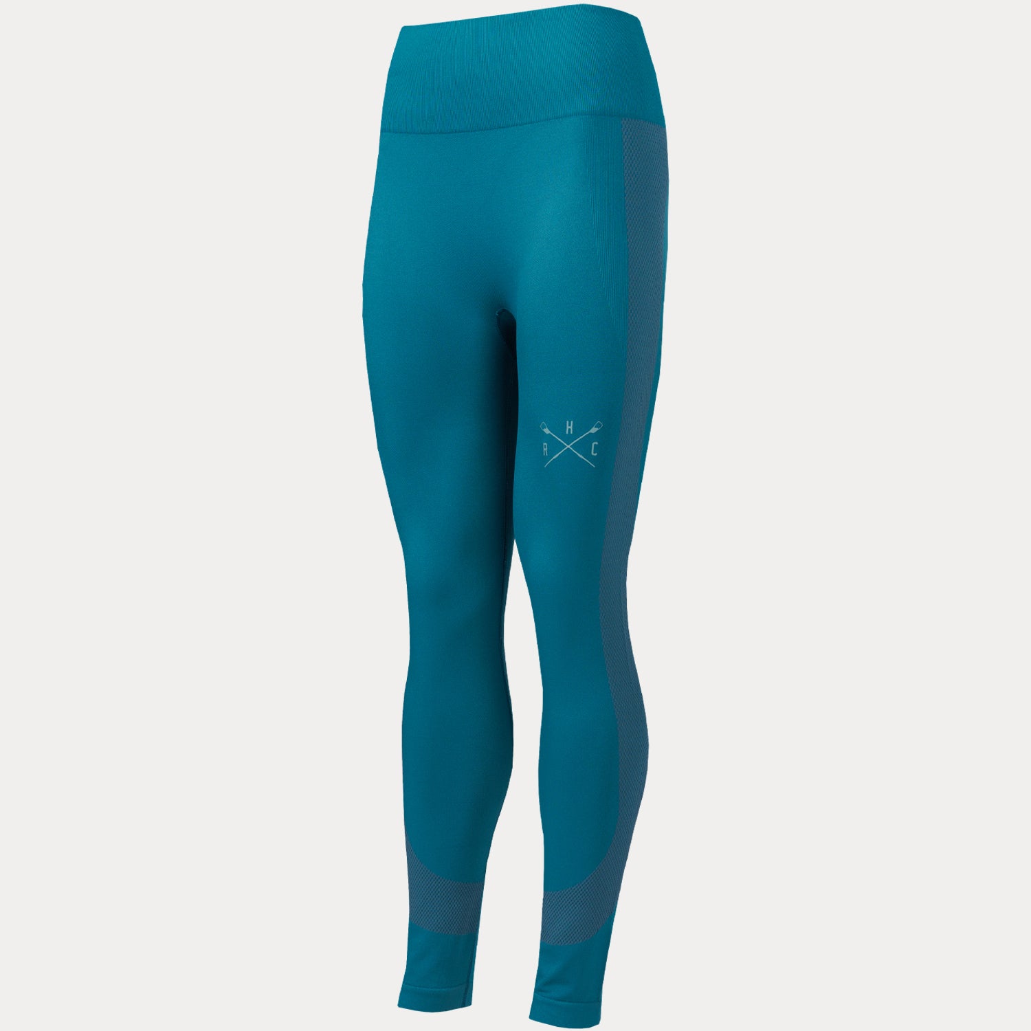 dark blue flex seamless leggings with crossed oars hydrow logo on left leg