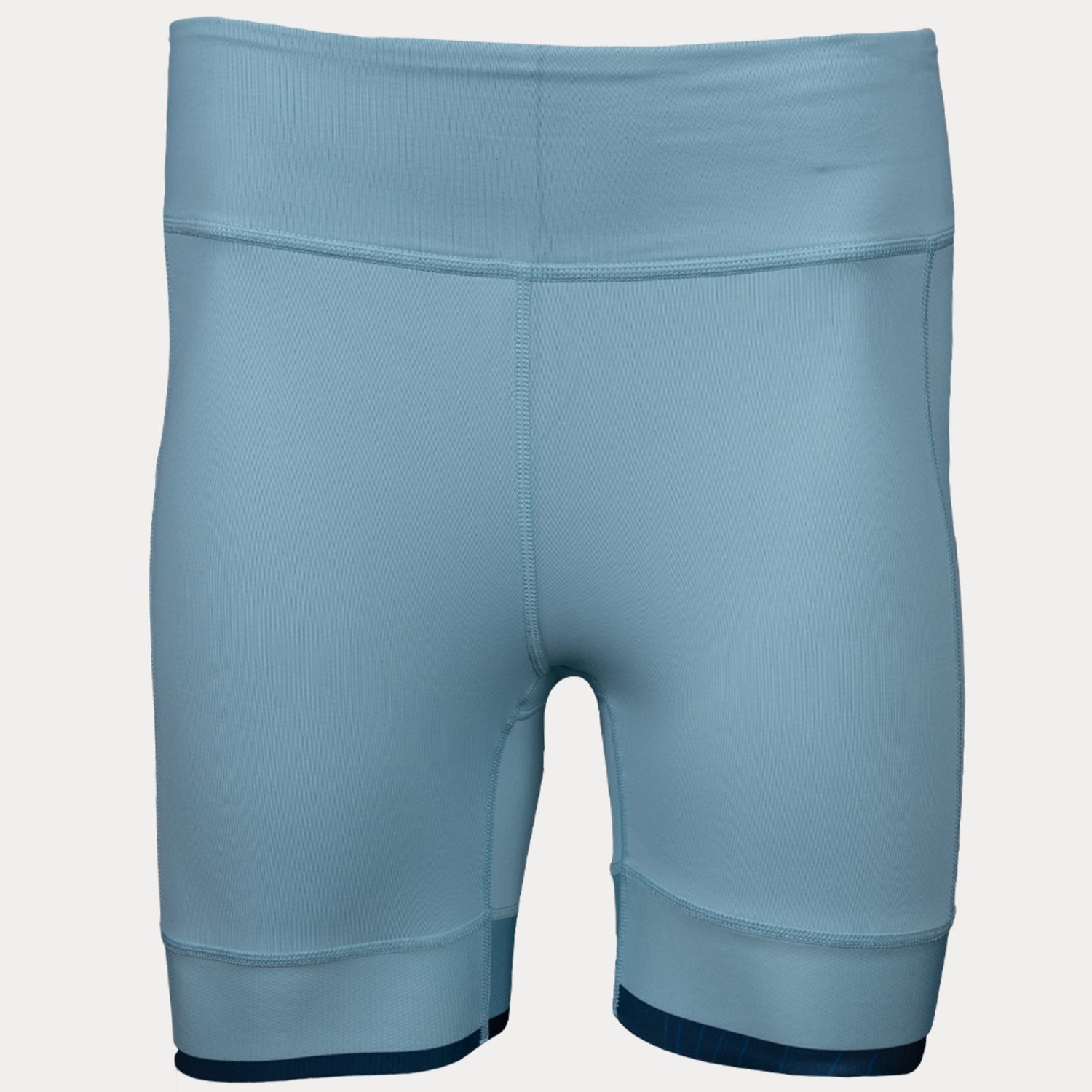light blue Women's short with dark blue strip on bottom
