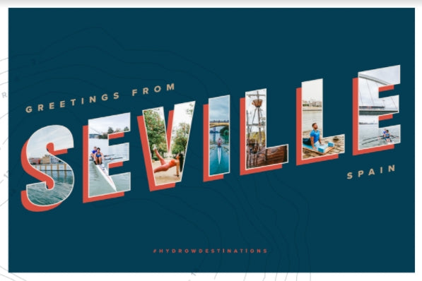 dark blue postcard with text &quot;Greetings from Seville Spain&quot;