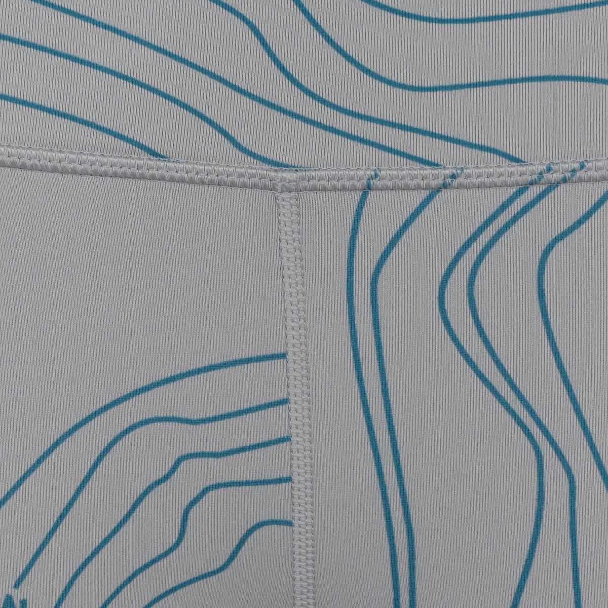 closeup of seam and bathymetic line pattern on powerhold short