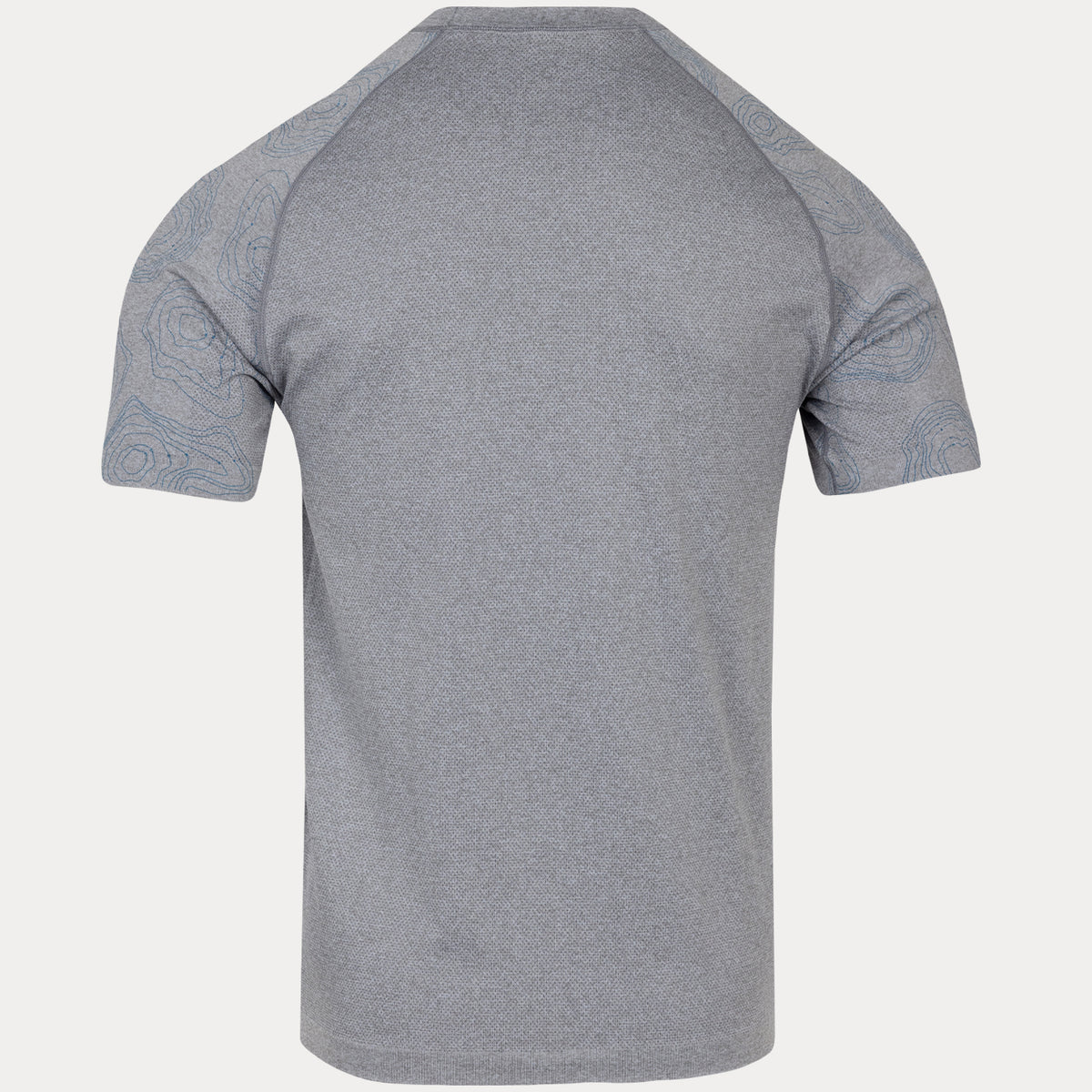 rear view of grey t-shirt